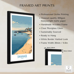 Swanage Dorset Canvas Print | Scenic Bay Poster framed art print with professional Giclée printing and museum quality finish.