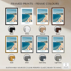 Swanage Dorset Poster | White Cliffs & Coastal Sailboat Scene Canvas Print available in various frame colors.