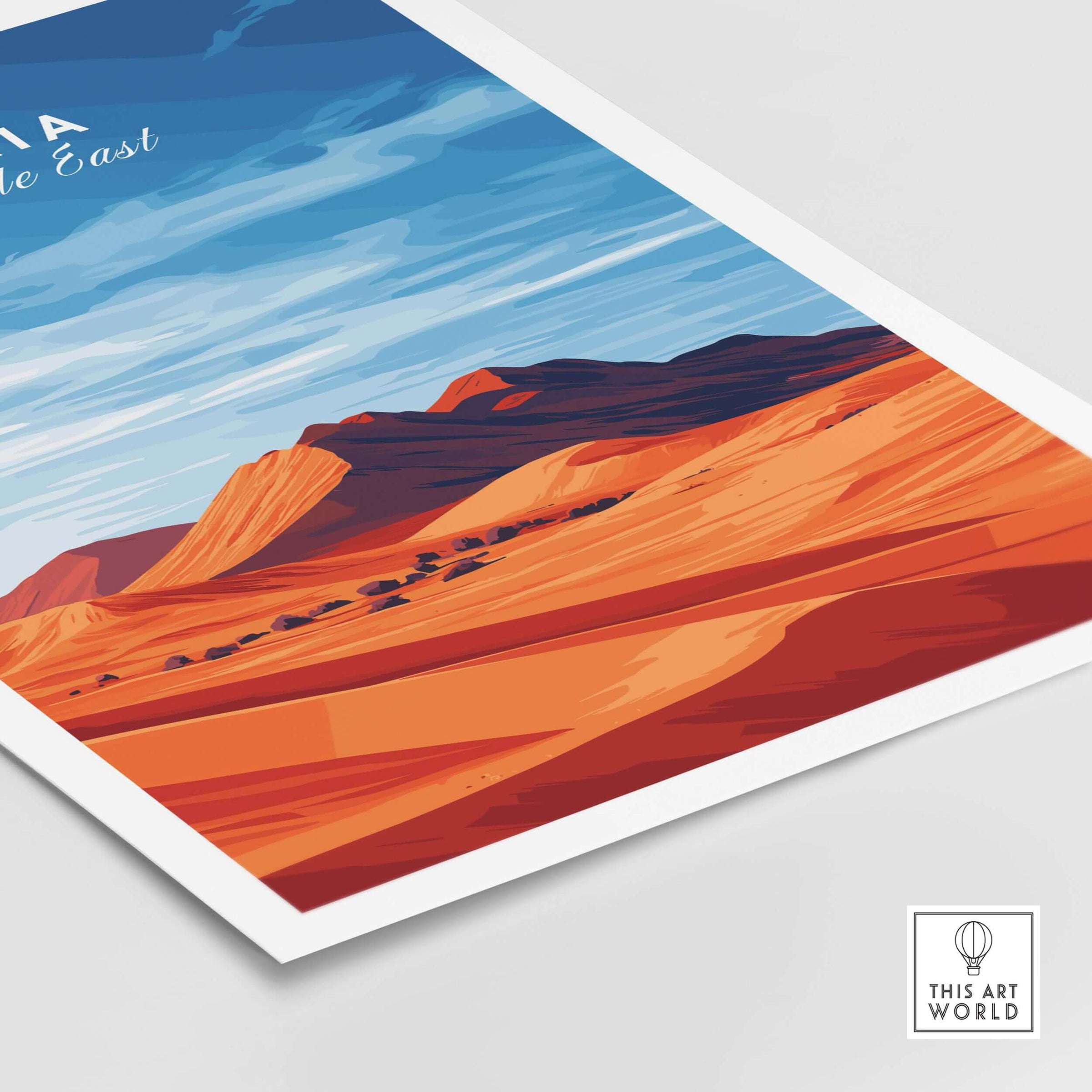 Syria Poster - Middle Eastern Desert Print - Modern Home Decor for Walls showcasing beautiful desert landscape.