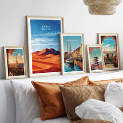 Syria Poster - Middle Eastern Desert Print - Modern Home Decor for Walls displayed in a stylish interior setting.