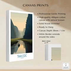 Tam Coc Vietnam Canvas Print | Scenic Boat Ride Landscape Poster showcasing professional Giclée printing on canvas.