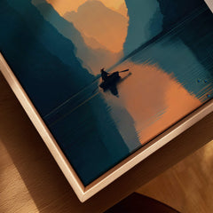 Tam Coc Vietnam Wall Art Print | River Valley Travel Poster featuring a serene sunset over a tranquil river.