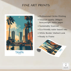 Tampa Florida Poster | City Waterfront Architecture Scene Canvas Print showcasing professional Giclée printing details.