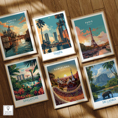 Tampa Florida Poster | City Waterfront Architecture Scene Canvas Print featured among travel posters from Venice, Paris, Singapore, Barcelona, and Sri Lanka