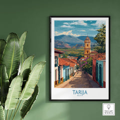Tarija Bolivia Print | City Travel Poster showcasing a vibrant street view of Tarija, Bolivia.
