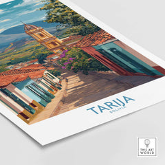 Tarija Bolivia Print | City Travel Poster showcasing vibrant streets and scenic views.