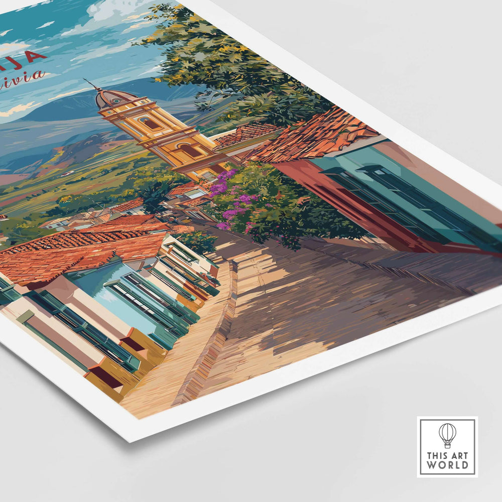 Tarija Poster South America Print | Bolivian Wall Decor showcasing the vibrant streets and architecture of Tarija