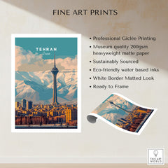 Tehran Wall Art Print | Milad Tower Cityscape Travel Poster showcasing the Milad Tower and cityscape.