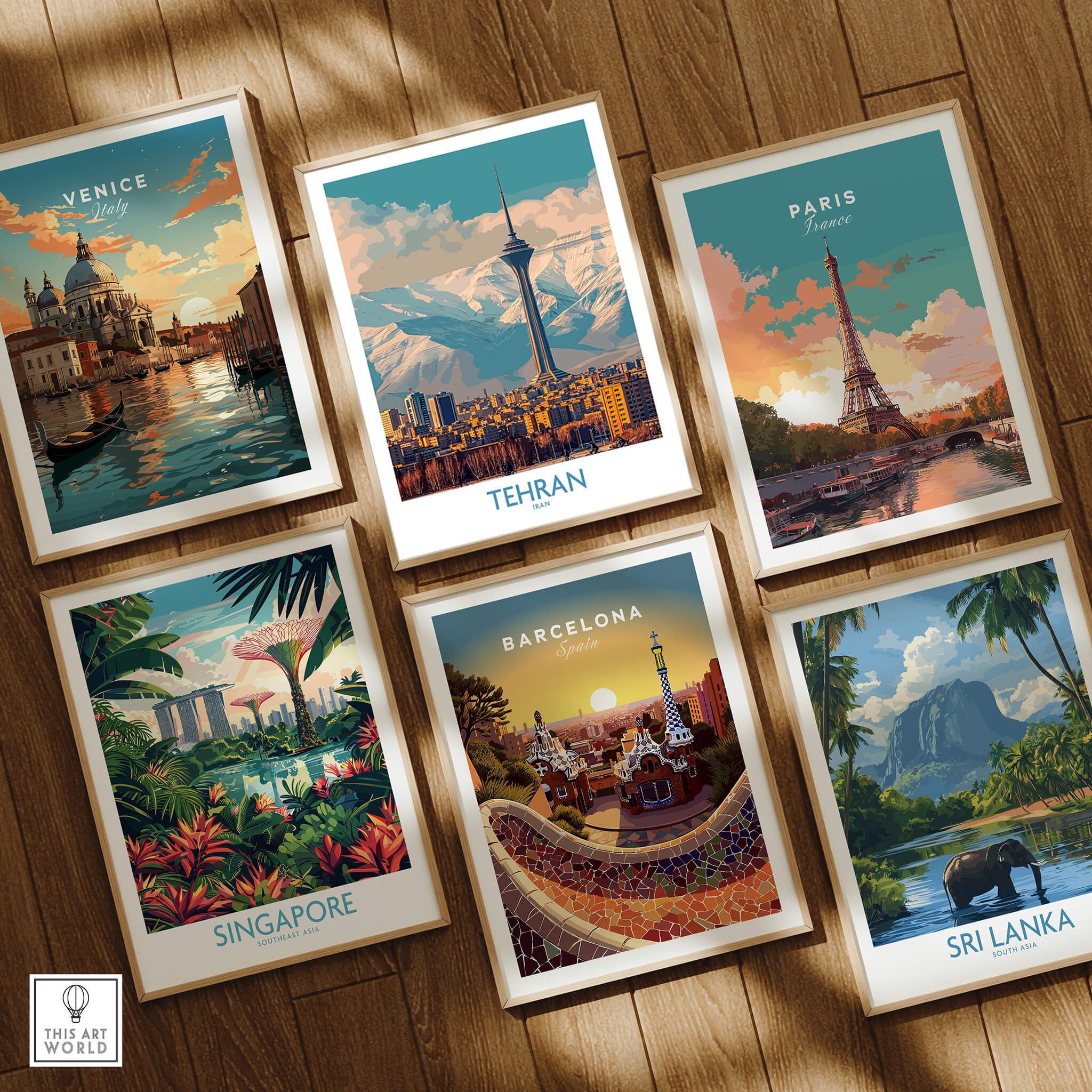 Tehran Poster | Iran Canvas Print featuring a vibrant cityscape of Tehran and notable landmarks.