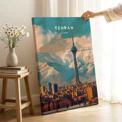 Tehran Wall Art Print | Milad Tower Cityscape Travel Poster featuring the Milad Tower and Tehran skyline.