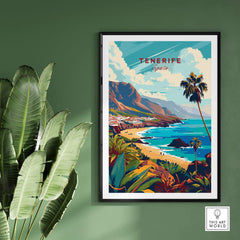 Tenerife - Canary Islands Art Print showcasing vibrant scenery of Tenerife, Spain with lush greenery and coastal views.