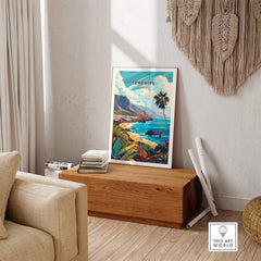 Tenerife - Canary Islands Art Print displayed in a cozy living room, showcasing vibrant colors and stunning scenery.