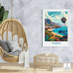 Tenerife - Canary Islands Poster showcasing beautiful beach scenery and tropical vibes in a cozy home setting.