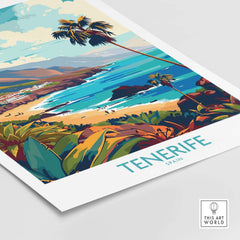 Tenerife - Canary Islands Poster showcasing serene beaches and lush landscapes of Tenerife, Spain.