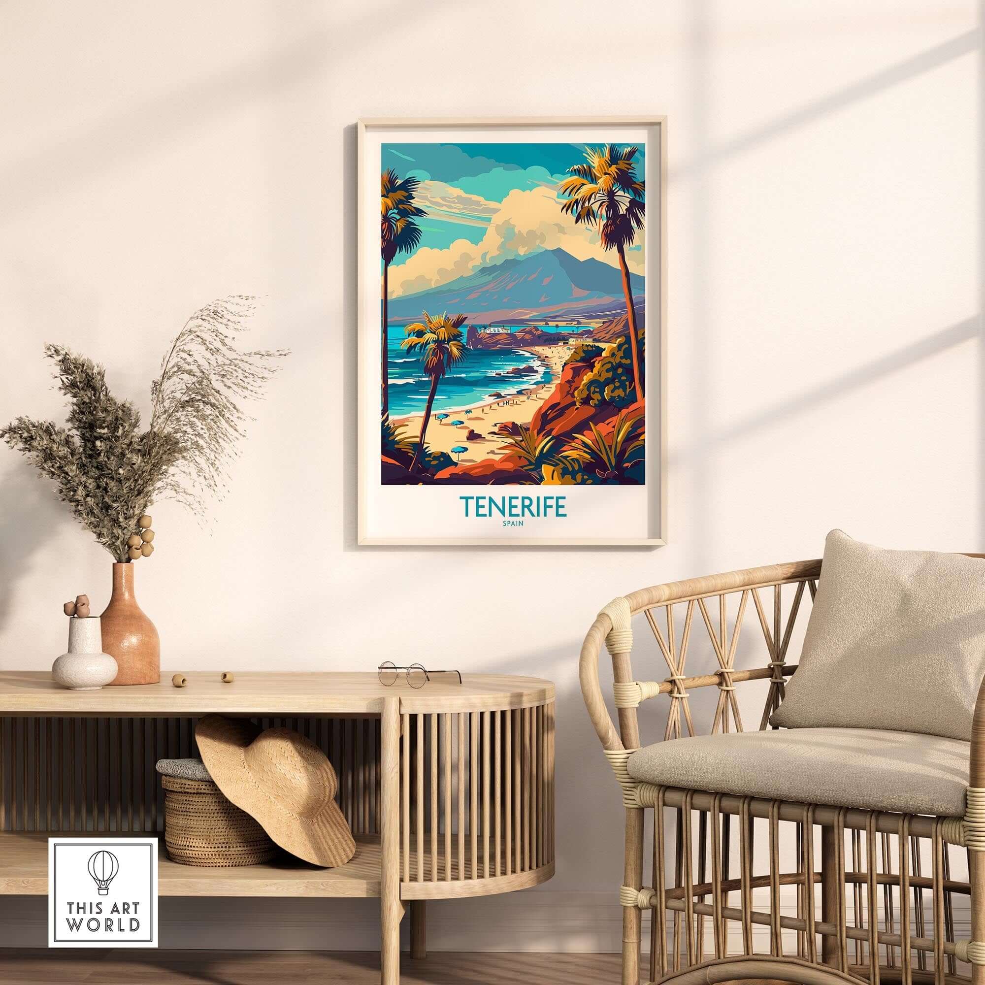 Tenerife Poster - Canary Islands showcasing vibrant landscapes and culture in stylish home decor.