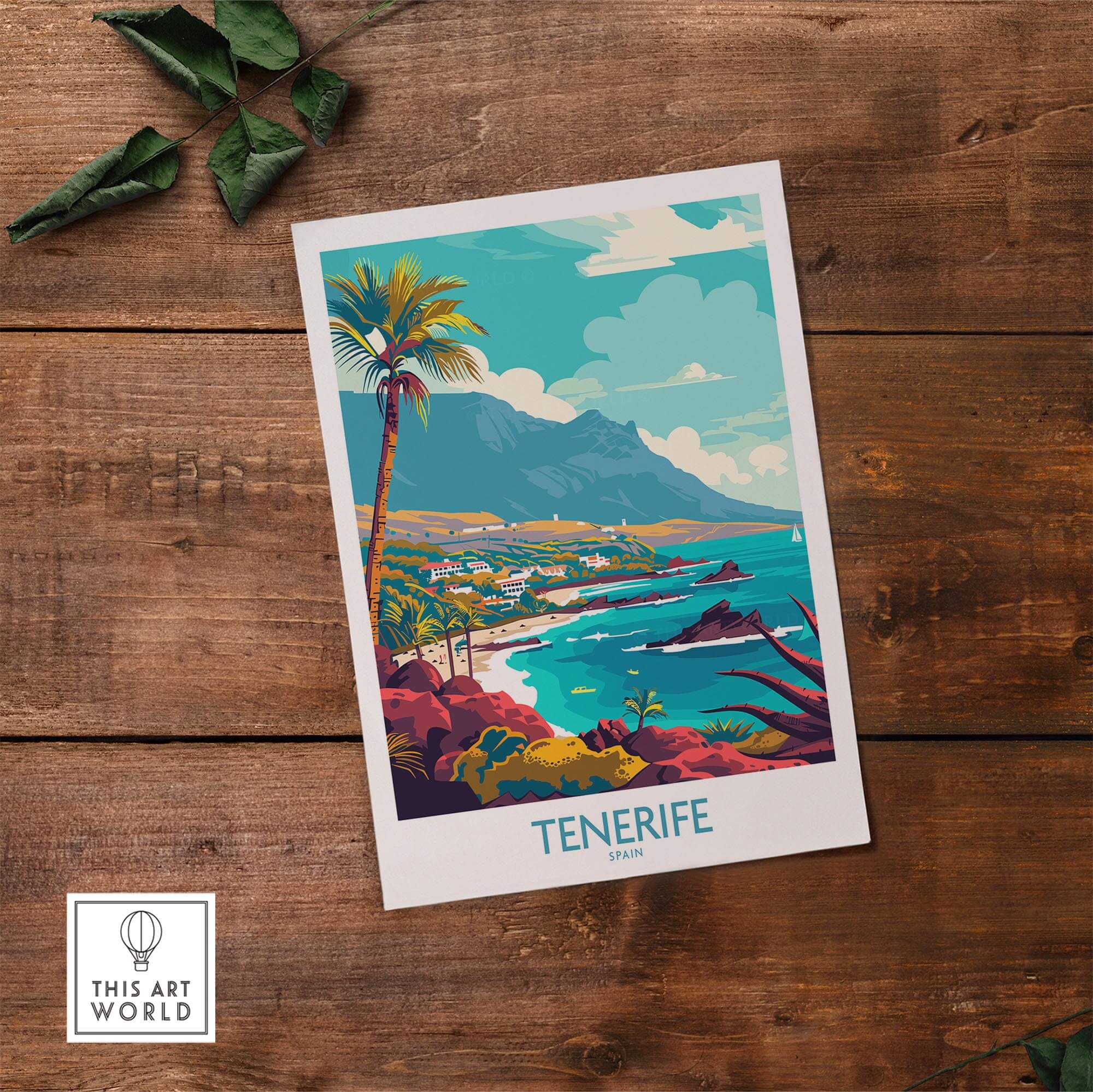 Tenerife - Poster Print featuring vibrant colors and tropical landscapes of Tenerife, a perfect decoration for homes.