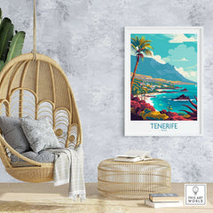 Tenerife - Poster Print showcasing vibrant landscapes and tropical imagery in a stylish home setting.