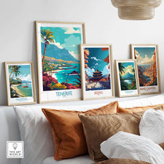 Tenerife - Poster Print displayed among various travel prints including Philippines, Beijing, Costa Rica, and Grand Canyon.