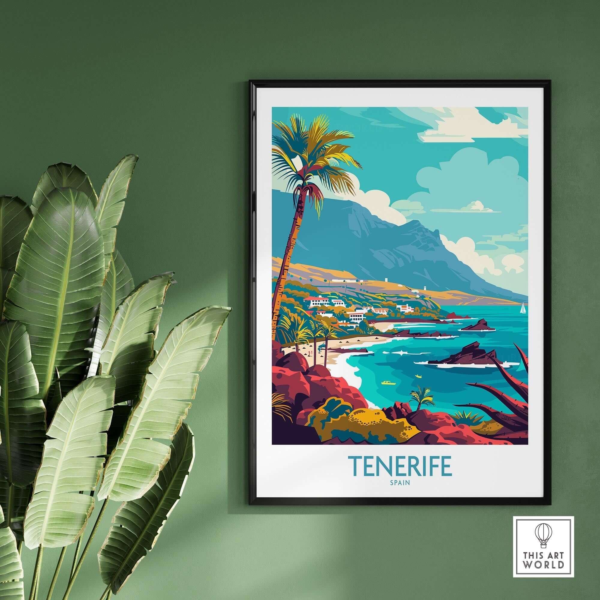 Tenerife - Poster Print showcasing vibrant tropical landscape and coastal views of Tenerife, Spain.