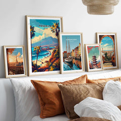 Tenerife Print - Canary Islands wall art displayed in a modern living room with warm accents and scenic prints.