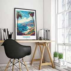Tenerife Travel Poster - Canary Islands displayed in a modern home office with a scenic design.