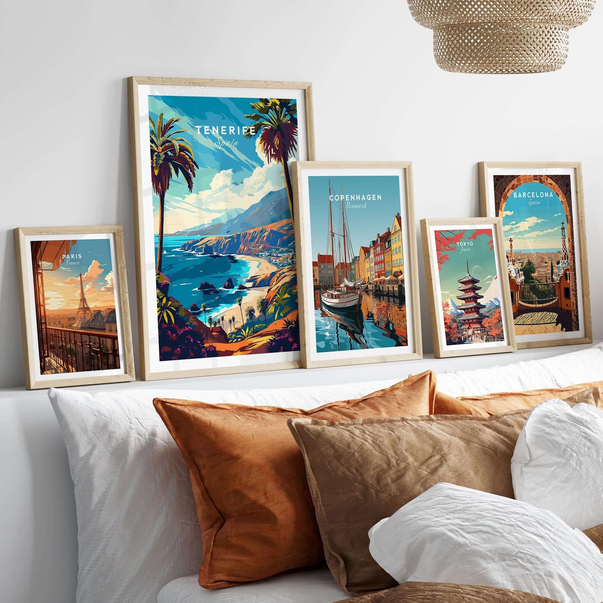 Tenerife Travel Print - Canary Islands vibrant wall art displayed in a stylish home setting.