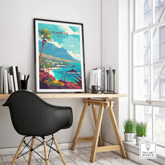 Tenerife - Wall Art Print - Canary Islands displayed in a modern home office setting with stylish decor.