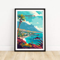 Tenerife - Wall Art Print - Canary Islands, vibrant colors of the coast and mountains, decorative travel art.