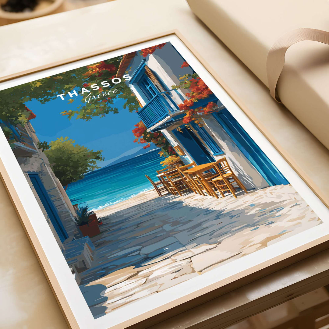 Thassos Poster | Greek Island Wall Decor showcasing a serene coastal view of Thassos, Greece.