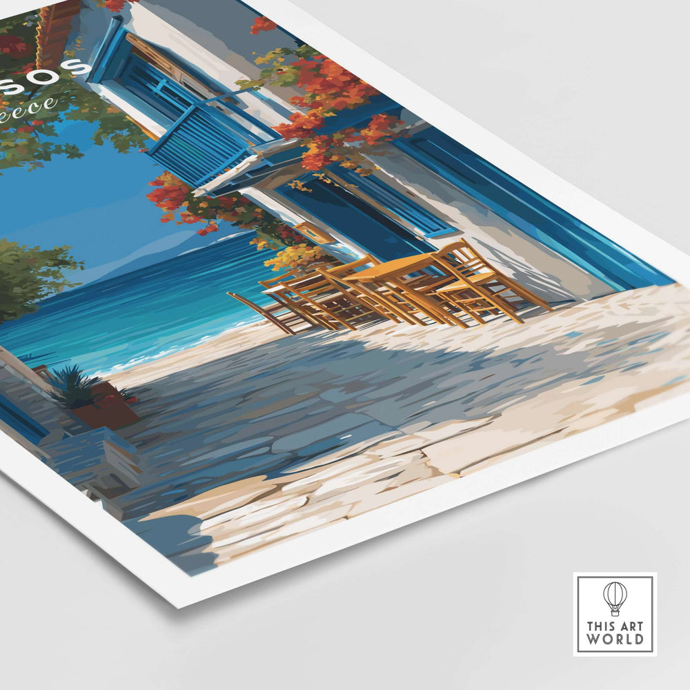 Thassos Poster | Greek Island Wall Decor featuring coastal views and vibrant colors of Greek architecture.