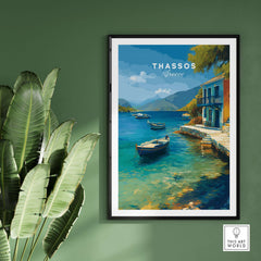 Thassos Print | Greek Home Wall Art showcasing serene coastal scenes and vibrant colors.