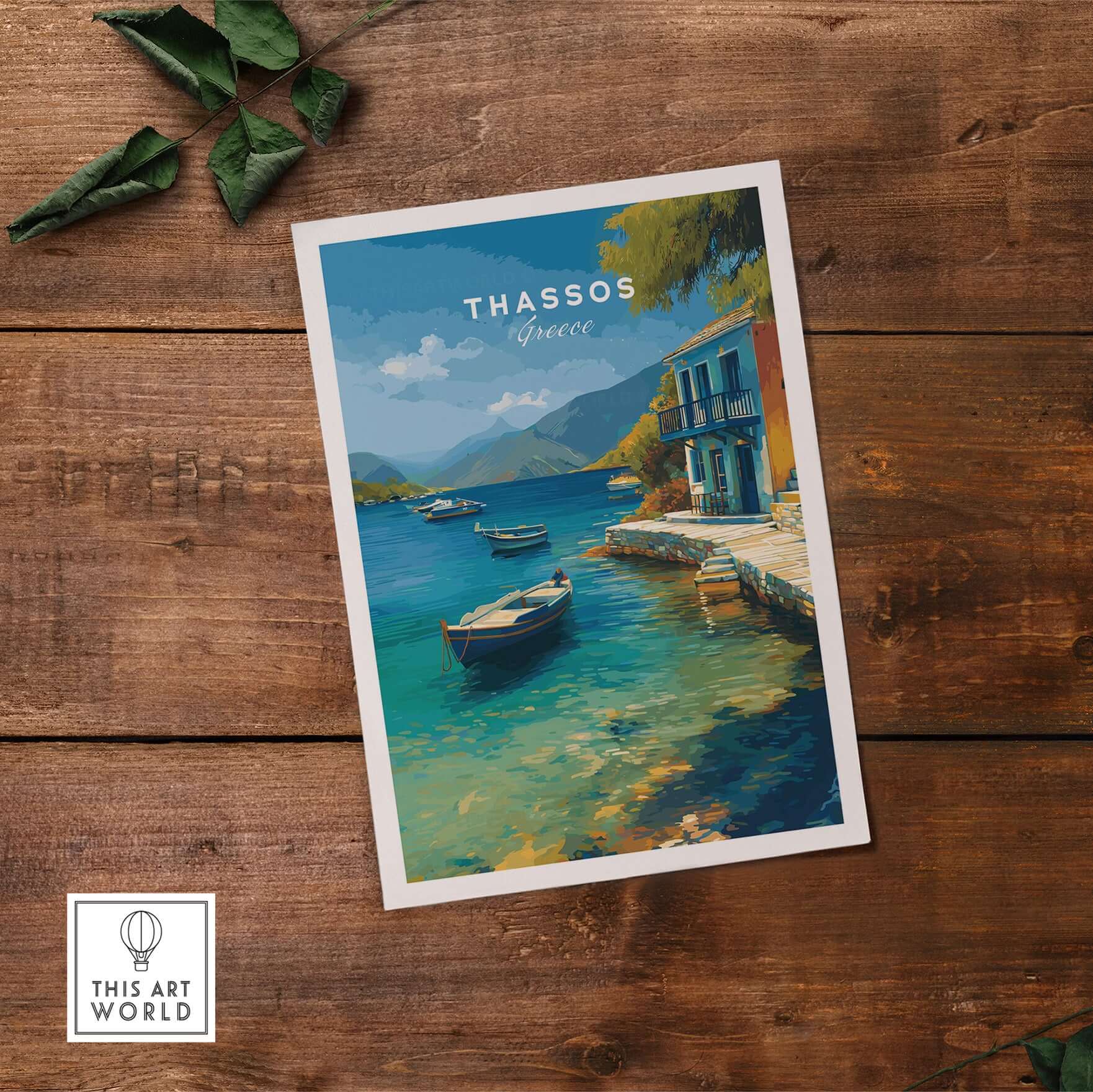 Thassos Print | Greek Home Wall Art featuring coastal scene and vibrant colors of Thassos, Greece.