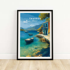 Thassos Print | Greek Home Wall Art featuring serene coastal scenery and vibrant colors.
