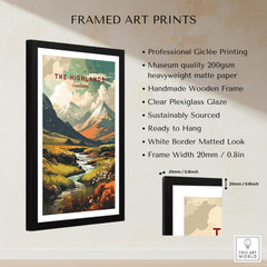 The Highlands Scotland Autumn Valley | Scottish Travel Wall Decor framed print showcasing serene mountainous landscape.