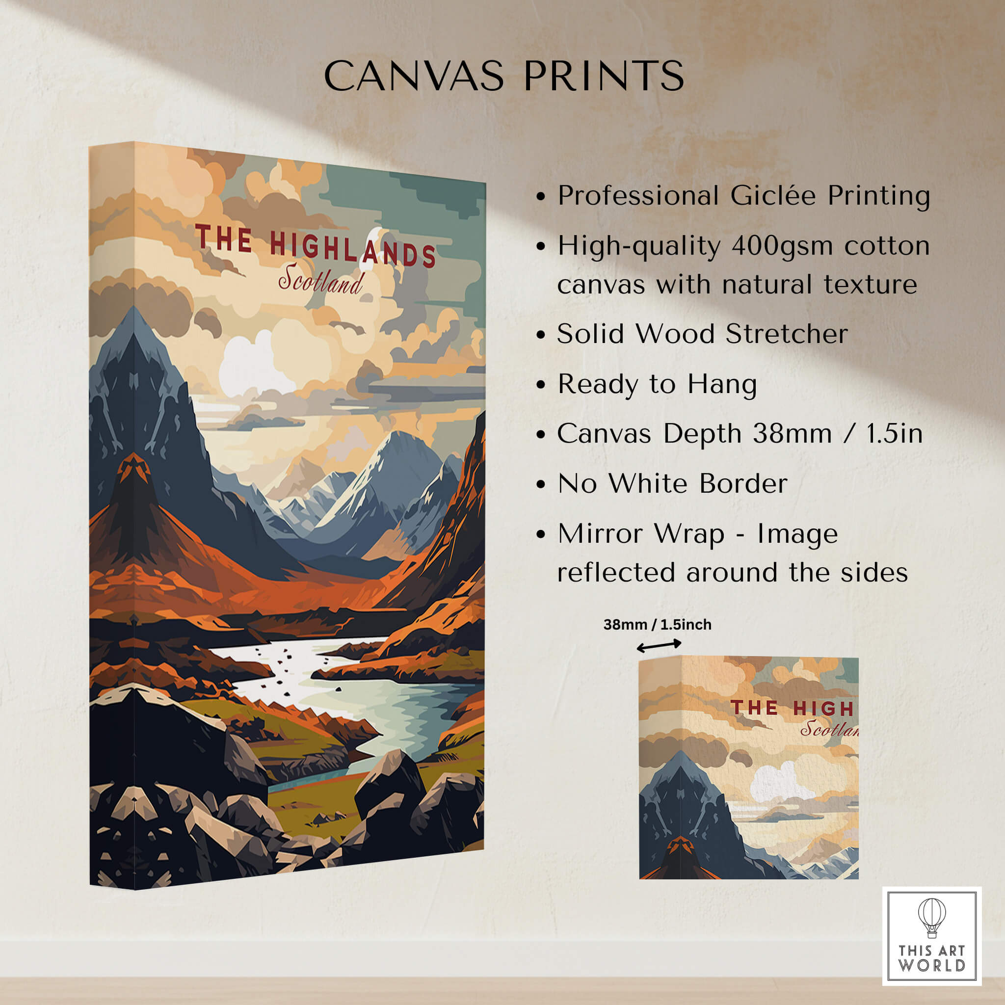 The Highlands Scotland Mountain River Art Print | Glencoe Landscape Poster features a stunning mountain view.