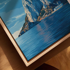 The Rock of Gibraltar Canvas Art Print featuring striking detail of Gibraltar's iconic landmark against a serene Mediterranean backdrop.