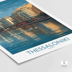 Thessaloniki Greece Art Print | City Poster showcasing vibrant shoreline and historic buildings.