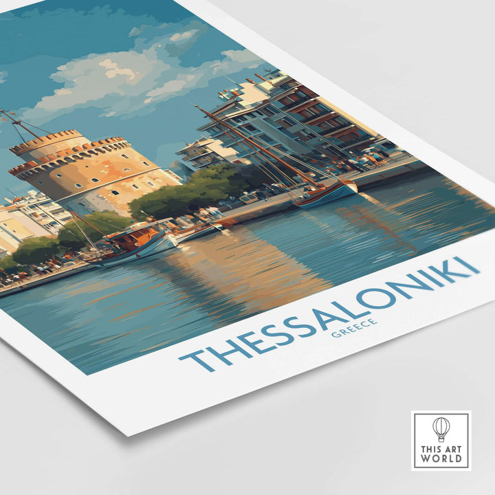 Thessaloniki Greece Poster | Historic Port Scene Print showcasing the city's waterfront and landmarks.