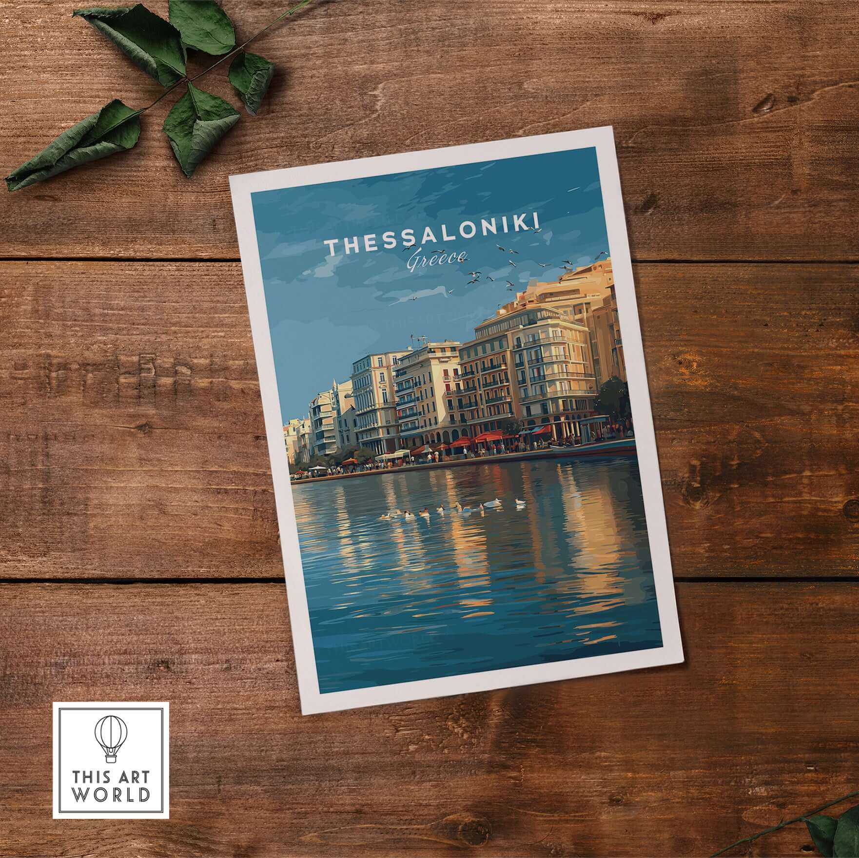 Thessaloniki Print | Greek City Wall Decor showcasing the vibrant shoreline and historic buildings of Thessaloniki.