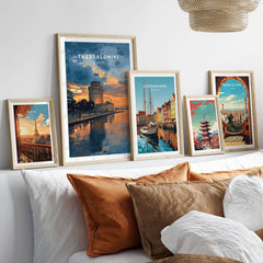 Thessaloniki Print | Greek City Wall Decor displayed in elegant frames on a stylish living room wall.