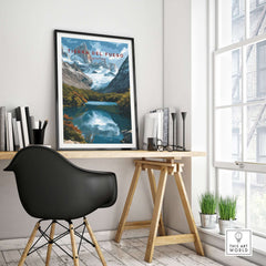 Tierra del Fuego Austral Andes Valley View Print | Patagonia Poster displayed in modern home office with natural light.