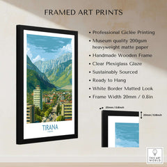 Tirana Albania Mountain City Art Print | Dajti Mountain View Poster framed print showcasing urban and natural beauty.