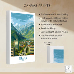 Tirana Albania Mountain City Art Print | Dajti Mountain View Poster showcasing professional Giclée printing.