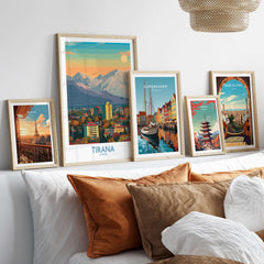 Tirana Albania Mountain Skyline Art Print | Dajti Mountain View Poster showcased among framed art.