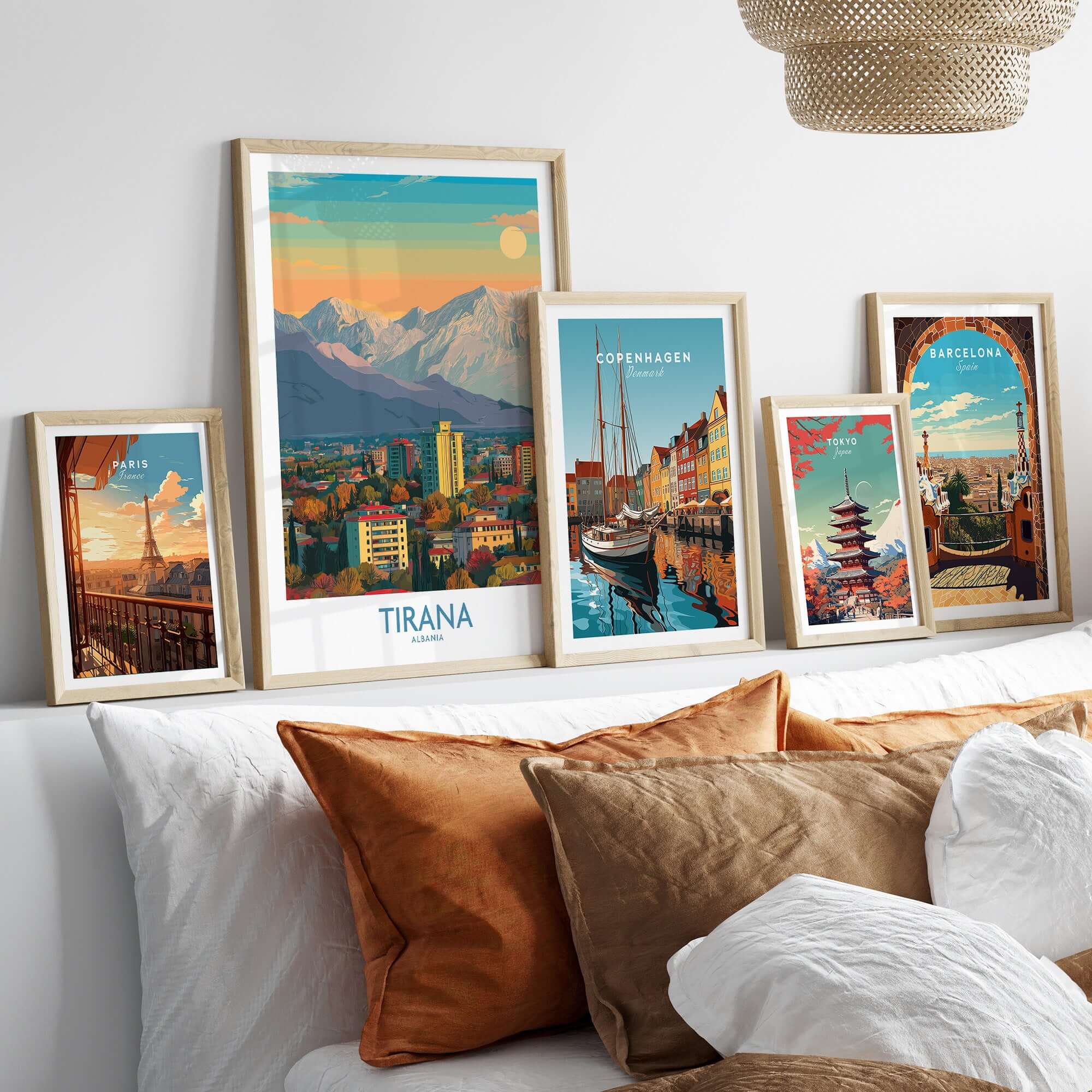 Tirana Albania Mountain Skyline Art Print | Dajti Mountain View Poster showcased among framed art.