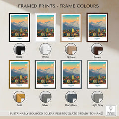 Tirana Albania Mountain Skyline Art Print | Dajti Mountain View Poster framed print options in various colors.