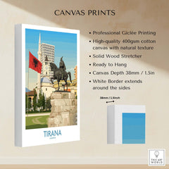 Tirana Albania Skanderbeg Square Art Print | National Monument Poster showcasing canvas quality and design features.