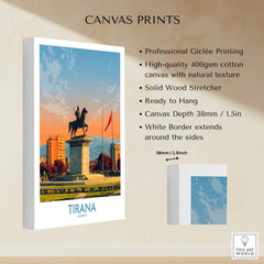 Tirana Albania Skanderbeg Square Art Print | Canvas Poster showcasing Giclée printing and high-quality cotton canvas.