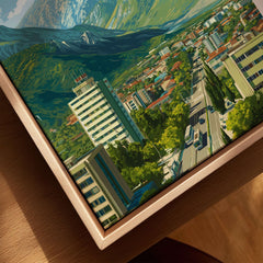 Tirana Cityscape Canvas Print | Albanian Travel Wall Decor showcasing a vibrant urban landscape of Tirana.