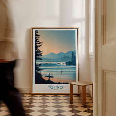 Tofino Canada Poster | British Columbia Coastal Sunset Canvas Print displayed in a stylish interior.